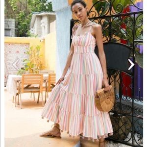 rainbow maxi dress with tassels